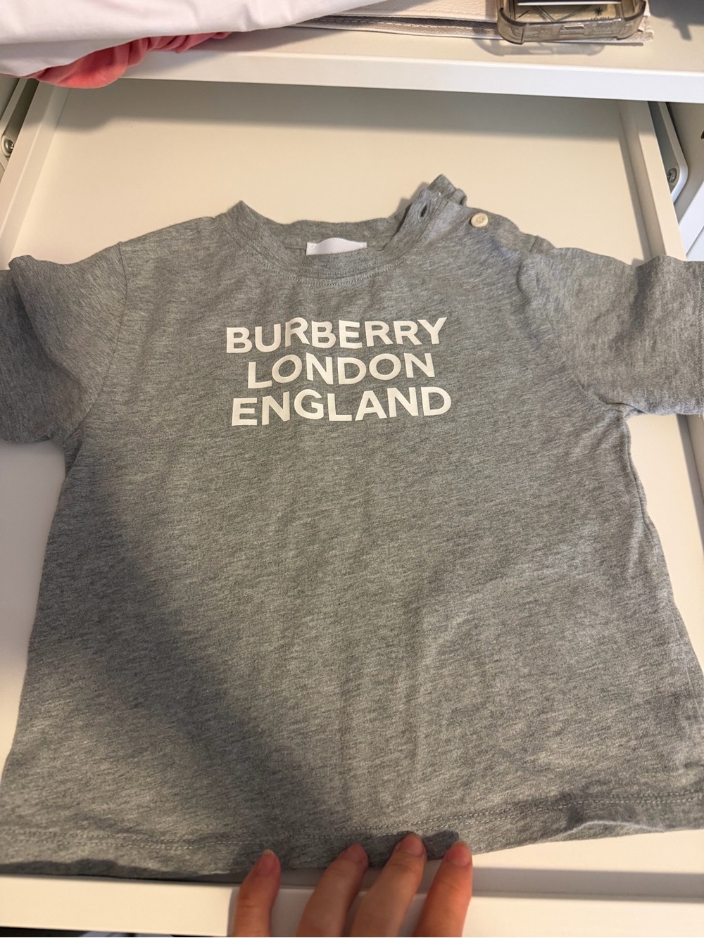 Burberry Grey Logo Short Sleeve Kids Tee